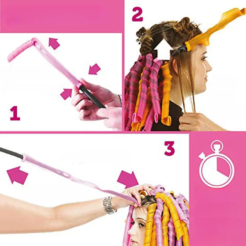 Spiral Heatless Hair Curlers